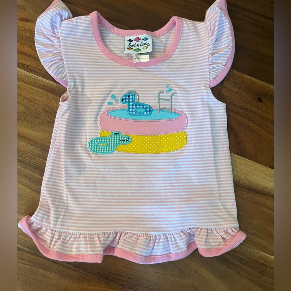 New in package Sweet as Candy Appliqué beach dress. Would be great to monogram